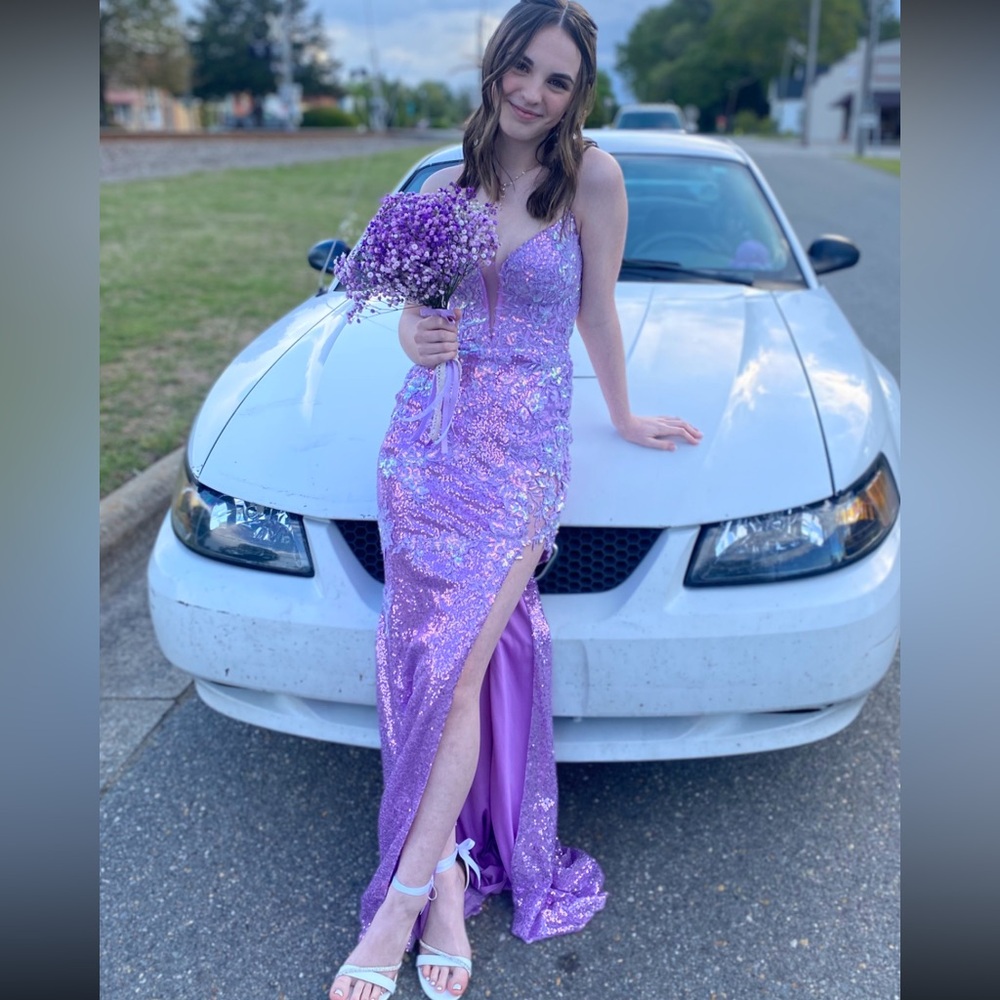 TLC Purple Sequin Prom Dress